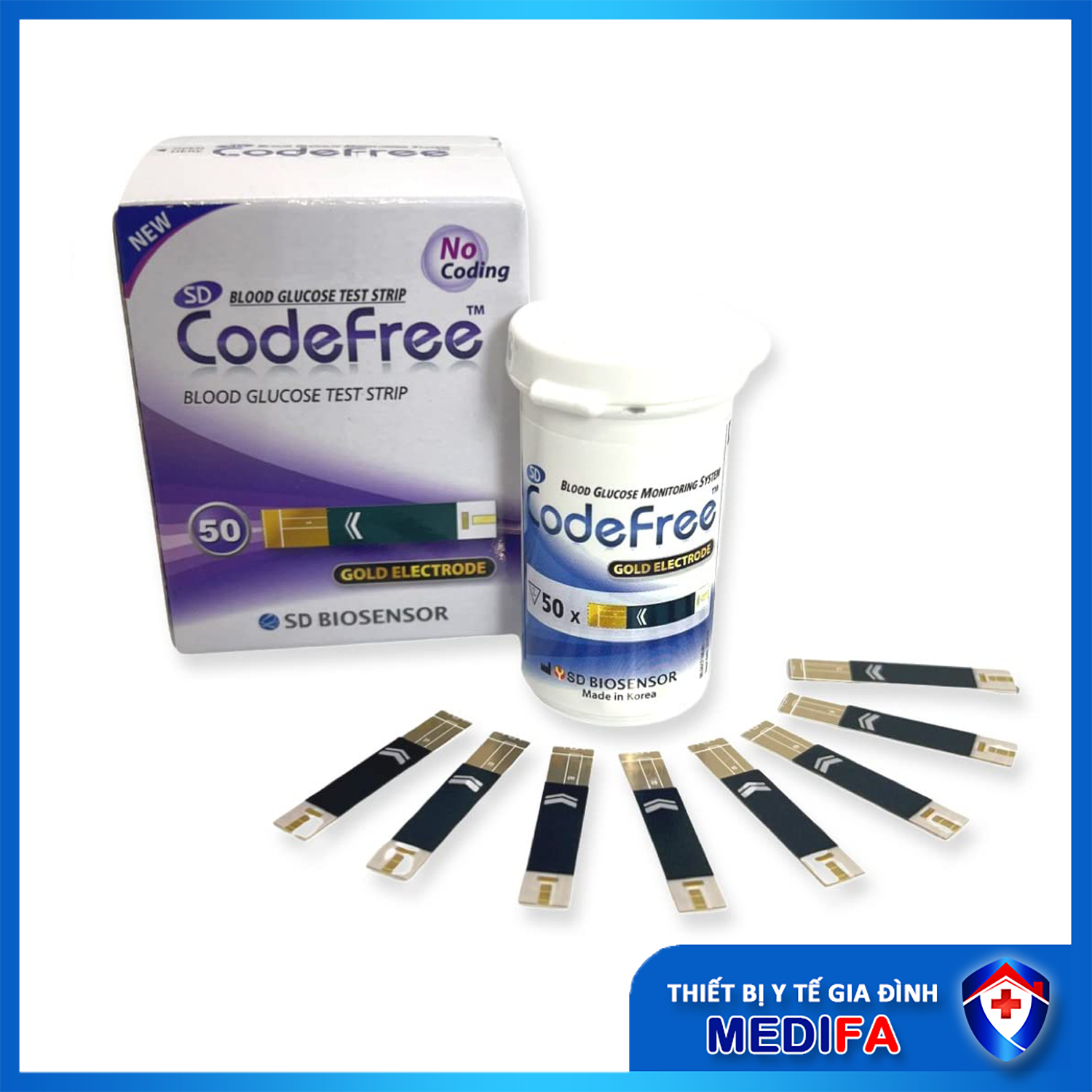 Hộp 50 Que Thử Đường Huyết SD Codefree (SD Code free) - Que Thử Tiểu Đường Hàn Quốc
