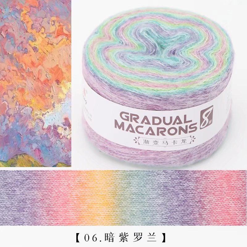 Len Đan Móc Mohair Gradual Macarons Loang Cầu Vồng - Cuộn 100gr