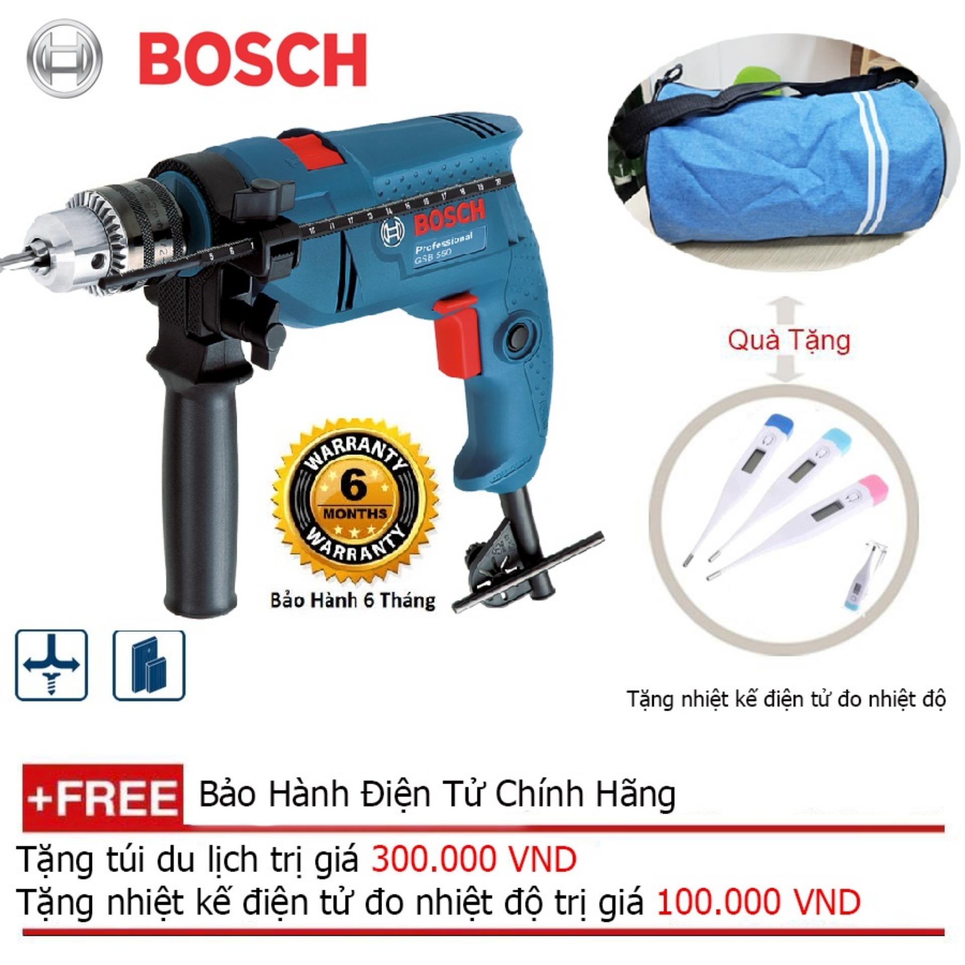 Bộ Máy khoan động lực Bosch GSB 550 + Quà tặng balo du lịch