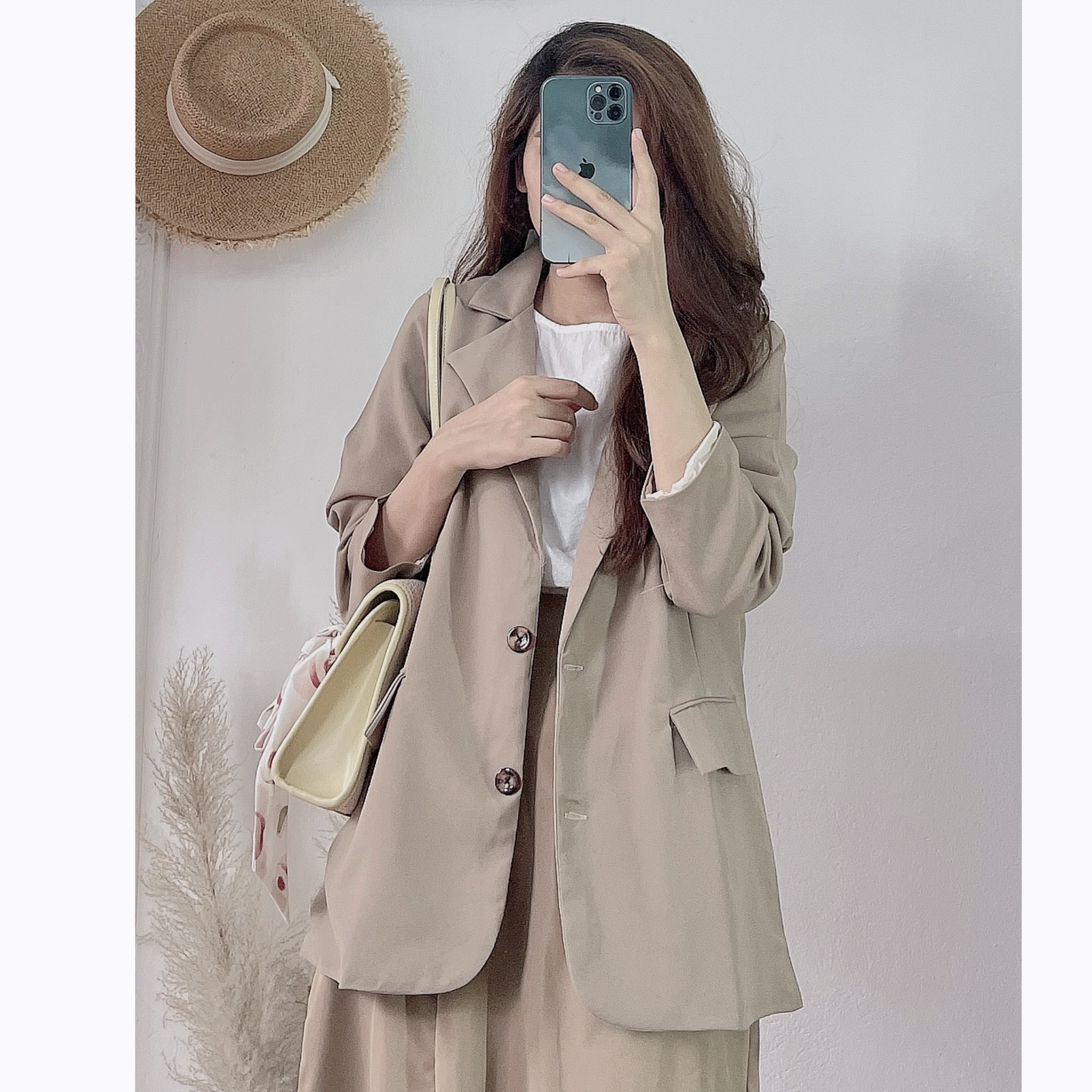 Áo Blazer Suông Hàn Quốc Trơn