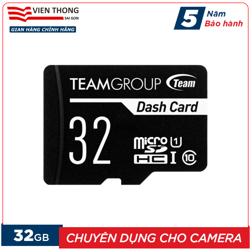 Thẻ nhớ 32GB micro SDHC Team Dash Card chuyên dụng cho Camera upto 80MB/s class 10 U1 (Đen) - Hãng phân phối chính thức