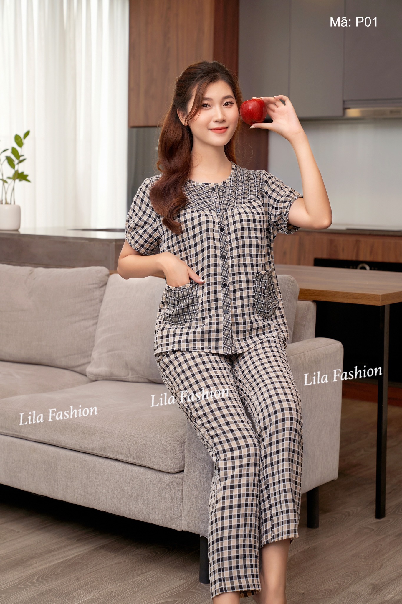 P01_Đồ bộ mặc nhà cọc tay phối