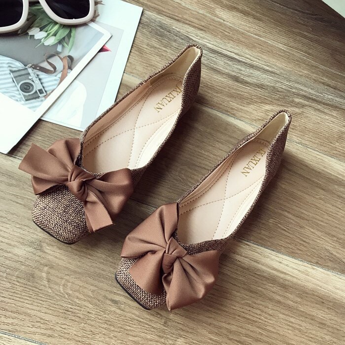 Giày búp bê nữ nơ lụa phong cách Hàn Quốc(  nơ dạ)