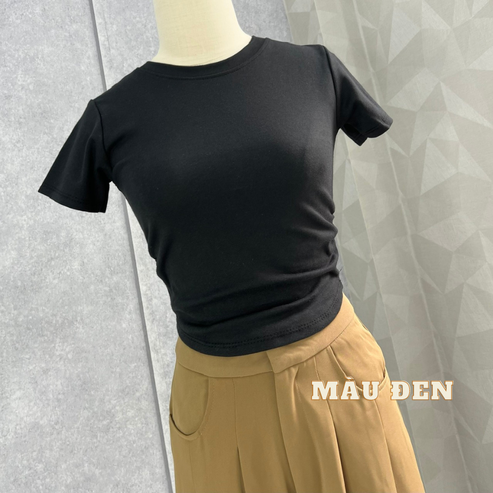 Áo thun nữ nhún eo vạt bầu A27