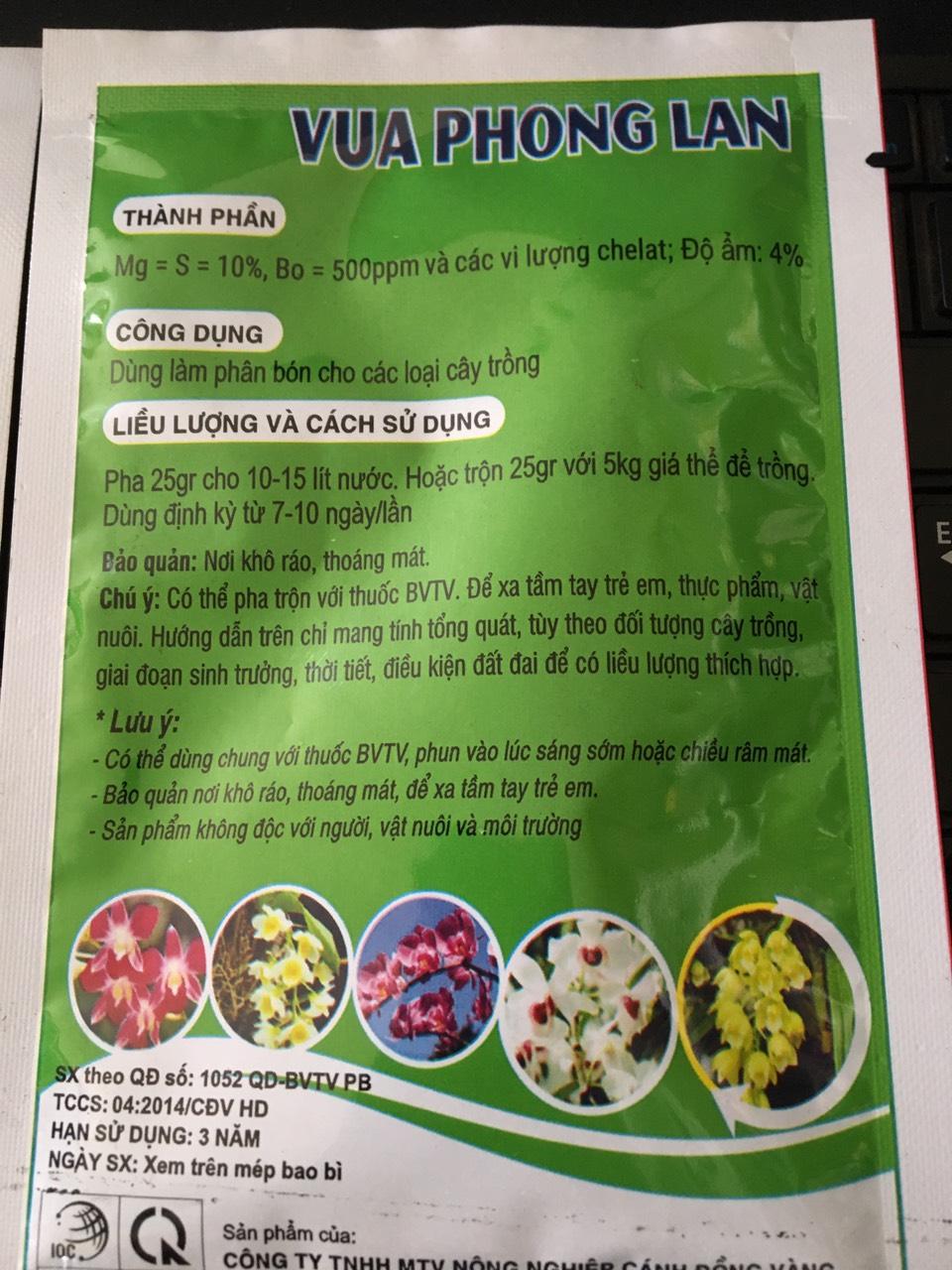 02 gói x25 gr phân bón lá cao cấp vua phong lan