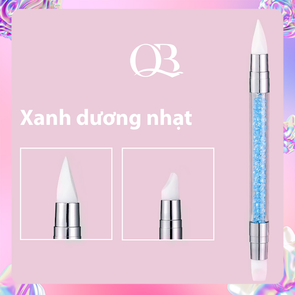 Cọ silicon 2 đầu nặn hoa 4D, chà tráng gương, miết sticker cán đá