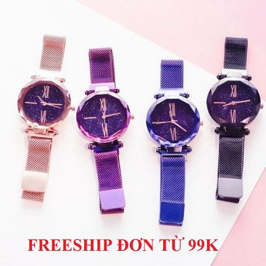 Freeship toàn quốc đơn từ 99k - đồng hồ nữ cao cấp dây kim loại nhuyễn mặt kim tuyến khóa nam châm, đồng hồ nữ dây nam châm, đồng hồ dây năm châm