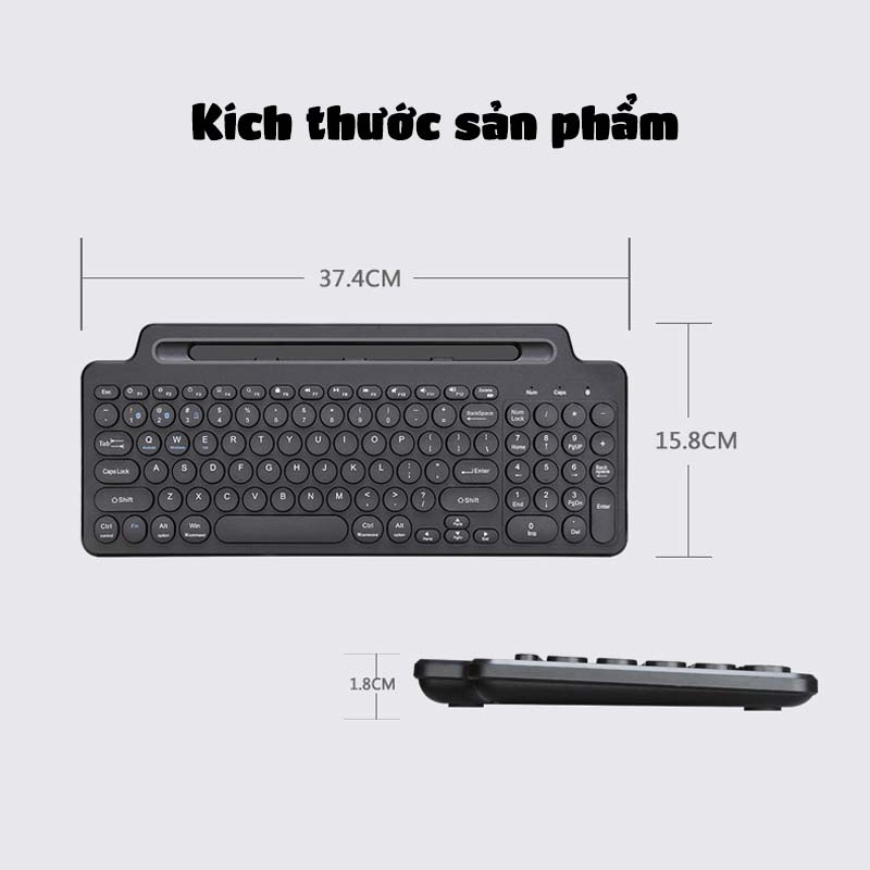 Bàn phím không dây 2 chế độ bluetooth và 2.4GHZ JINOTECH BK569s cho máy tính, điện thoại, table, PC , bàn phím văn phòng