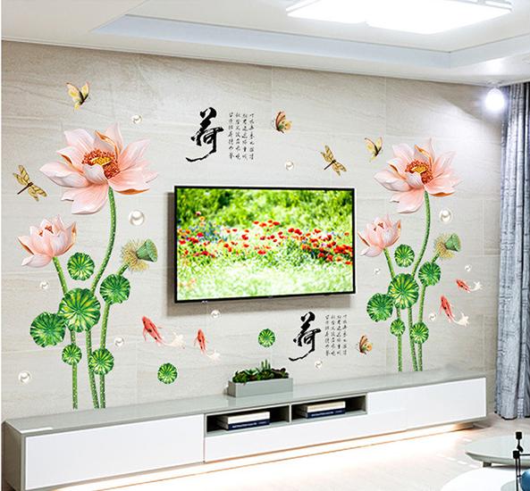 [HCM]Decal trang trí Hoa Sen Hồng nhạt