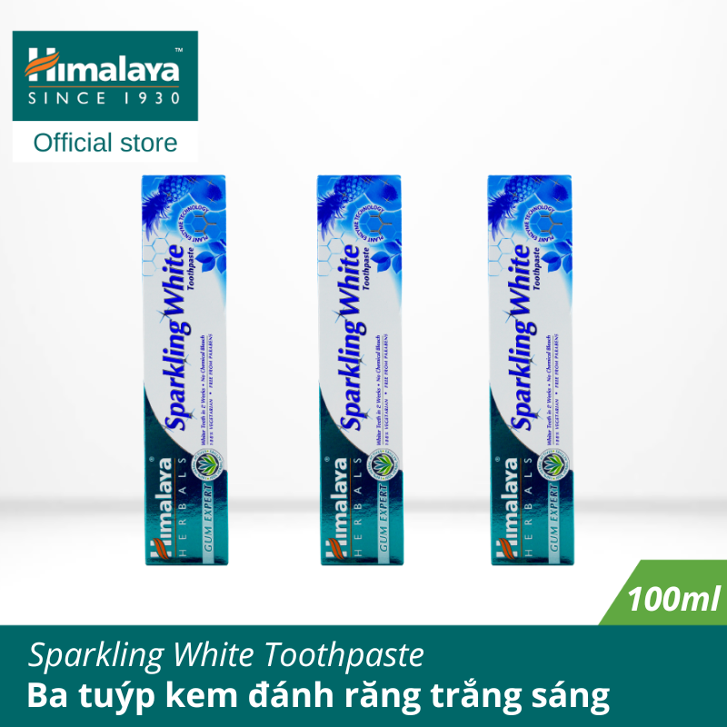 Ba tuýp kem đánh răng trắng sáng - Himalaya Sparkling White Toothpaste 100g