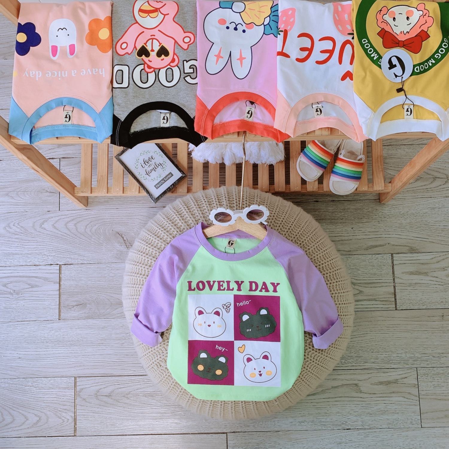 Áo tay dài bé gái thun cotton SG vải đẹp mềm mịn co giãn