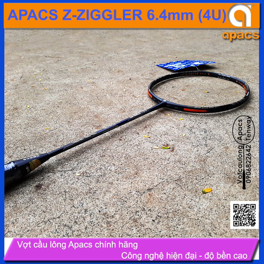 [HCM][Vợt cầu lông Apacs Ziggler Z-Ziggler 6.4mm Dark Blue - 4U] Vợt thân đũa 6.4mm linh hoạt phản công