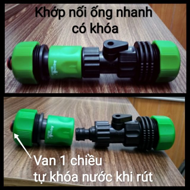 Bộ nối nhanh dây ống mềm kèm van khóa Aquamate Đài Loan, dùng khóa nước, kết nối nhanh 2 đoạn dây ống mềm,  thường được sử dụng trong hệ thống lọc bể cá