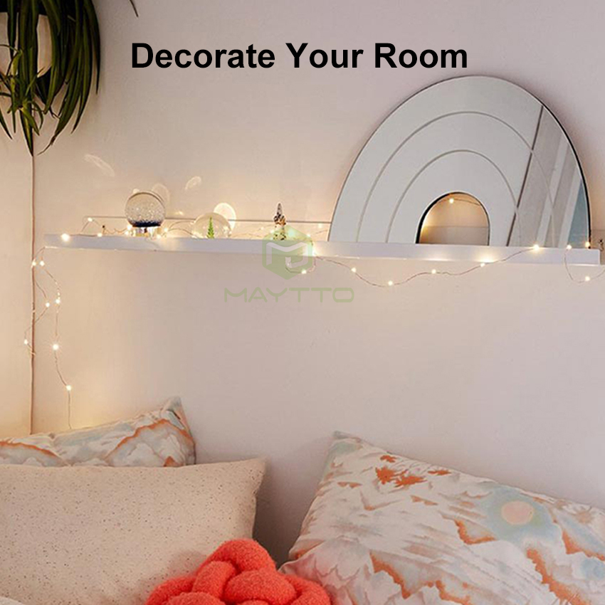 MAYTTO LED Strip Light String Fairy Light Christmas Light Decoration Wedding Light Battery Operated Fairy Lights Holiday Copper Wire String Lights Multi-mode Garland Party String Lights Warm White 1M/50LED