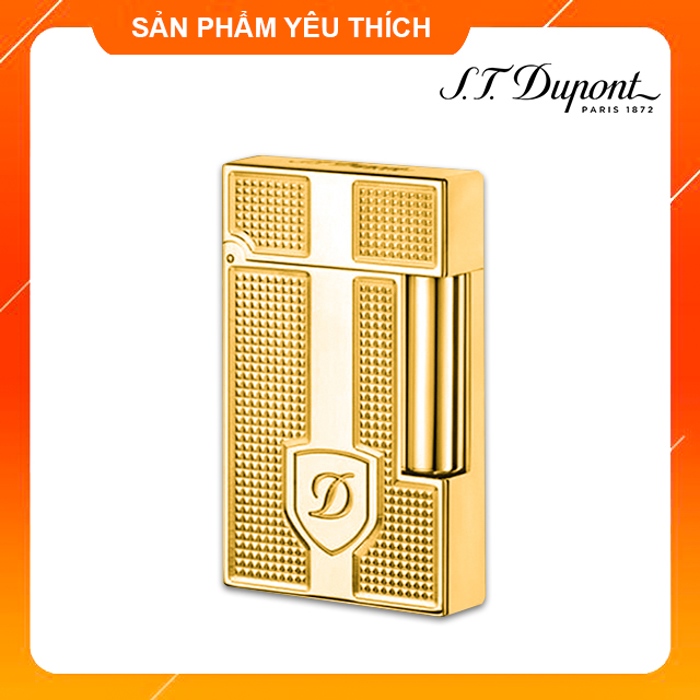 Vỏ Hộp Quẹt Bật Lửa Dupont Super Ô Vuông Kèm Khiên D144V Màu Vàng - Dùng Gas Đá Cao Cấp (KHÔNG XĂNG KHÔNG GAS)