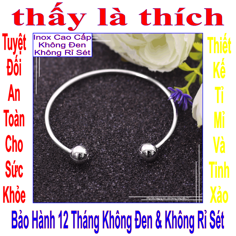 Nhẫn nữ inox Thấy Là Thích kiểu trơn 2 đầu bi ( Tự thu lớn nhỏ theo ngón tay ) - Cam kết 1 đổi 1 nếu hoen , gỉ sét