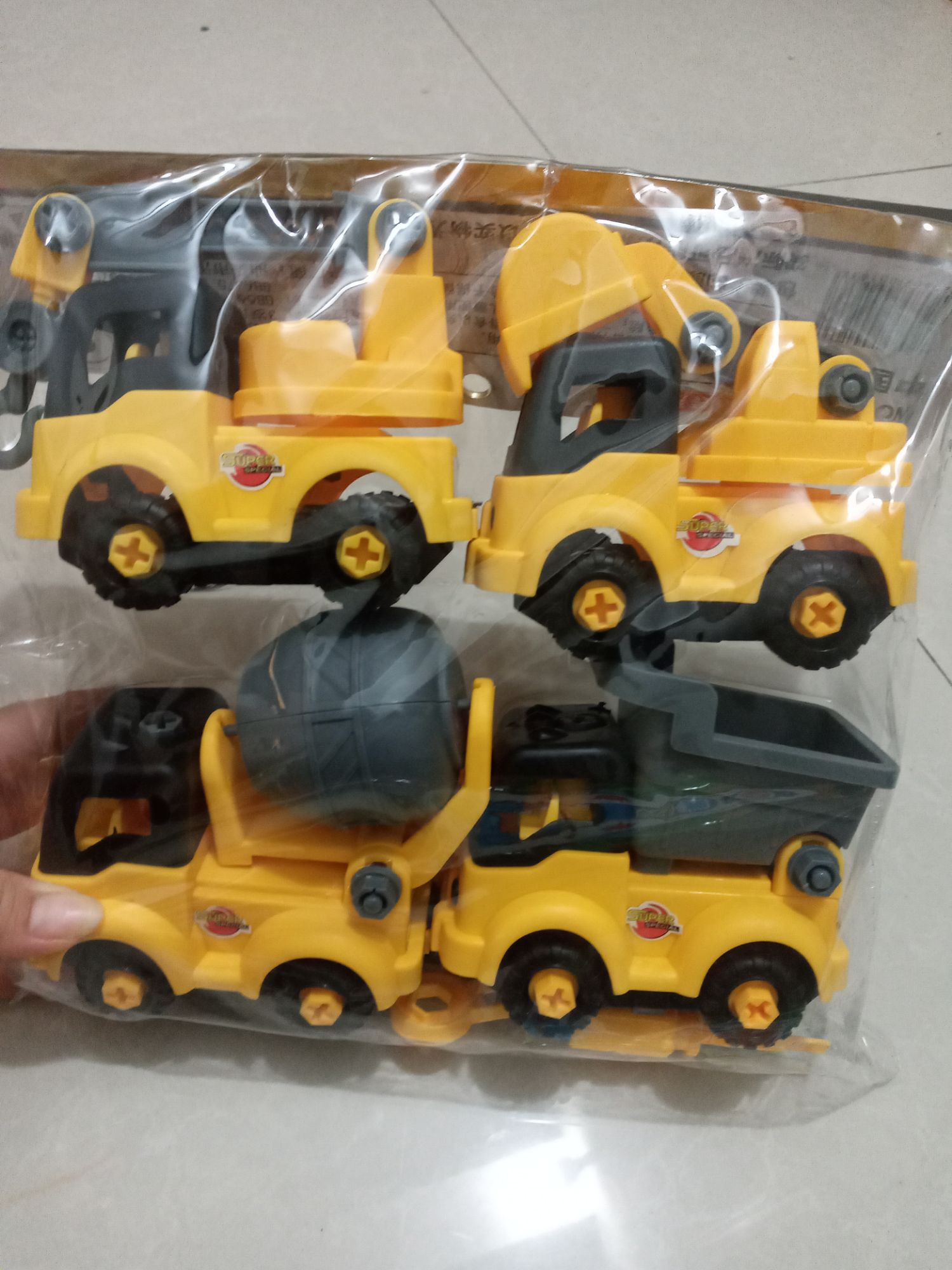 Đồ chơi túi xe công trình lắp ráp thông minh