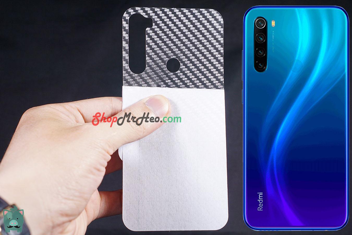 [HCM]Bộ 3 Skin Dán Mặt Sau Lưng Vân 3D Carbon Xiaomi Redmi Note 8