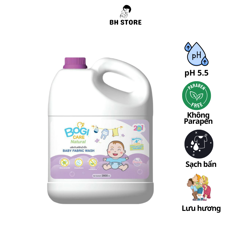 Nước giặt xả 2 in 1 BOGI CARE 2800ml Hương thơm quyến rũ -Cho trẻ em