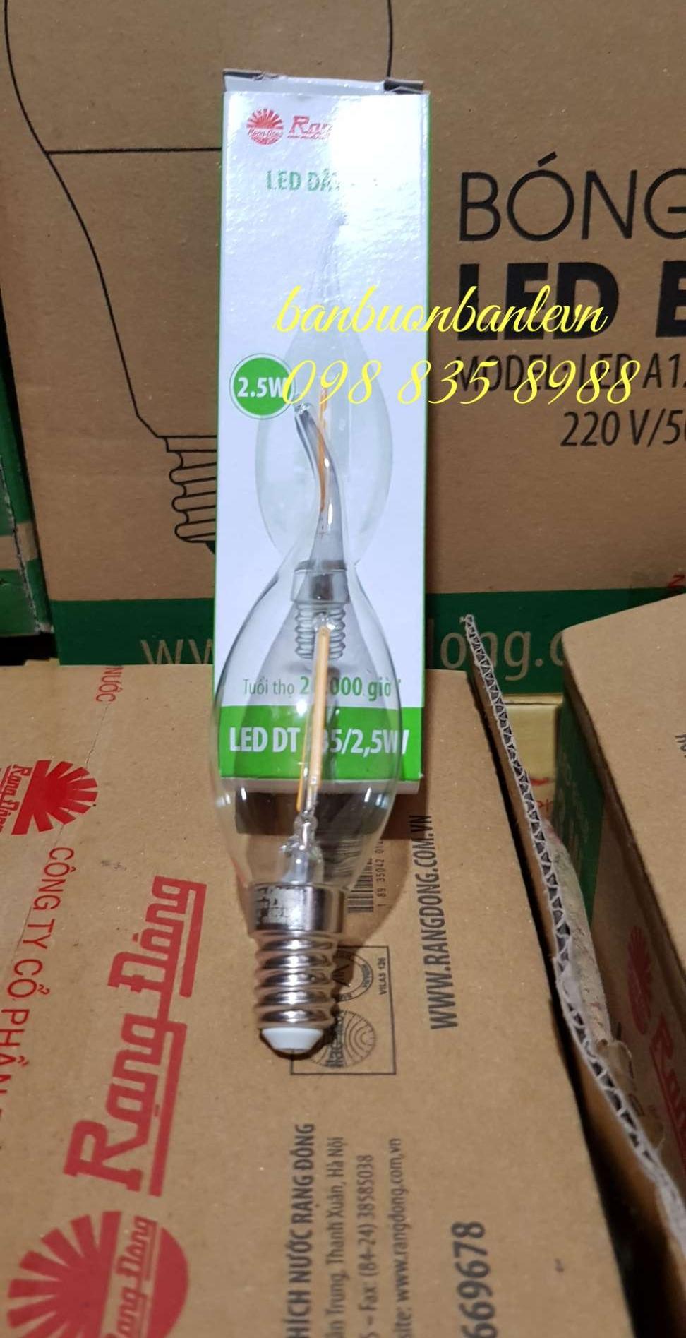 Bóng đèn LED nến dây tóc 2,5w Rạng Đông