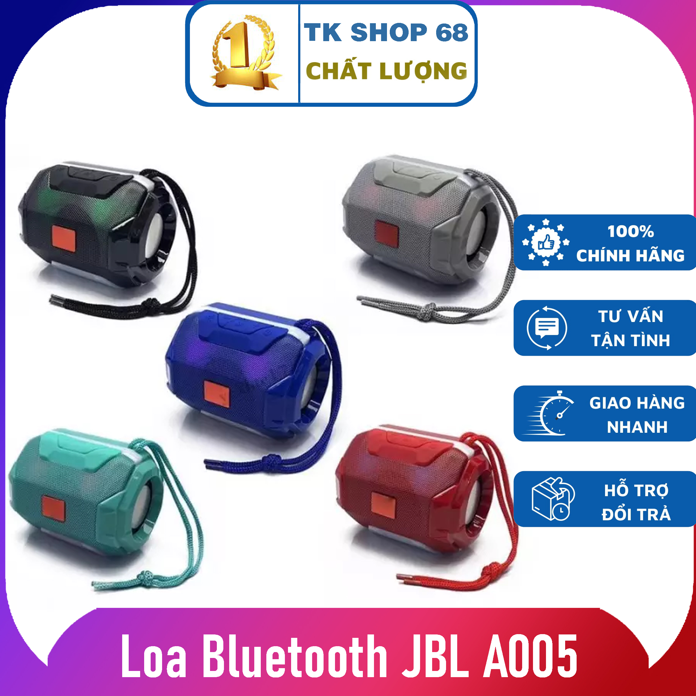 Loa Bluetooth JBL A005 Cao Cấp - Đèn led 7 màu 2 loa bass cực căng,  thiết kế nhỏ gọn, mẫu mã tinh tế.