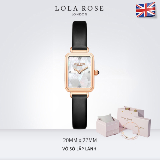 Đồng hồ nữ Full set Lolarose thiết kế từ Anh mặt vuông được ghép từ nhiều mảnh vỏ ngọc trai hình thoi dưới biển sâu cao cấp dây da thấm hút tốt đầy đủ phụ kiện tặng kèm vòng tay bảo hành 2 năm LR2182BOX đồng hồ nữ thumbnail