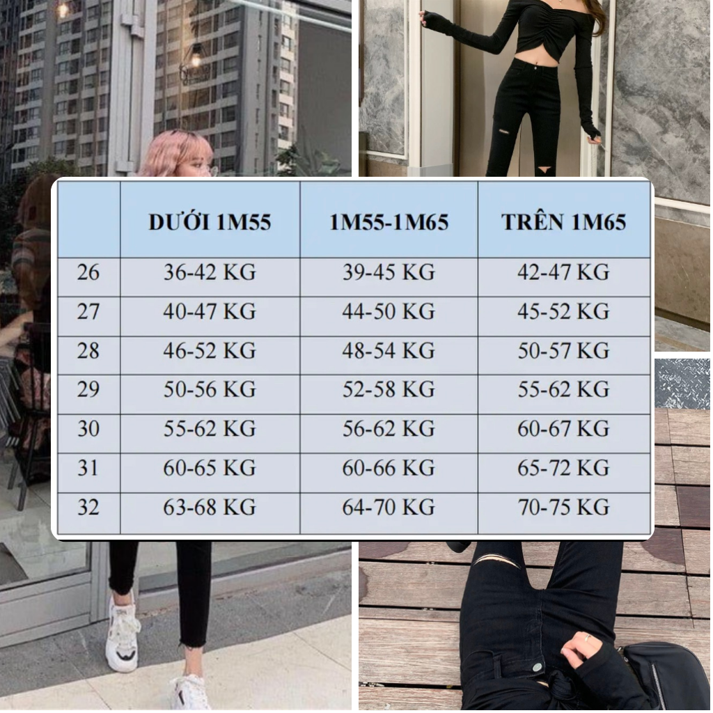 quần jean nữ trắng rách gối co giãn