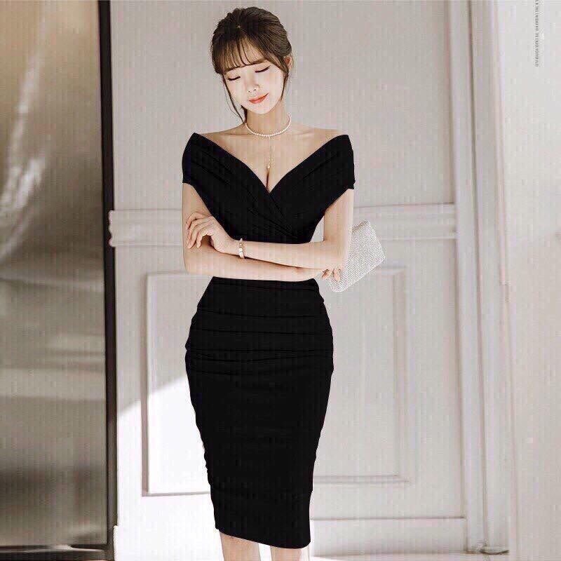 [HCM]Đầm ôm body cổ V sang trọng