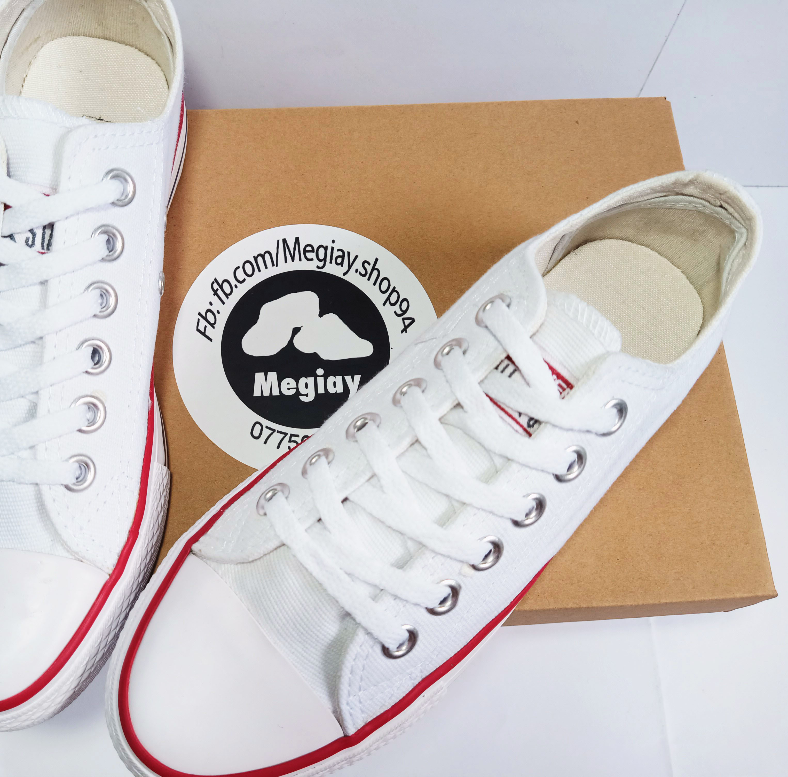 Giày Converse trắng cổ thấp [MS22]