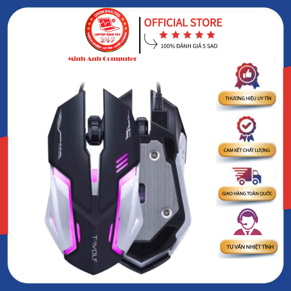 Chuột Máy Tính Mouse T - Wolf  V5 Led Game Có Dây Cổng Usb