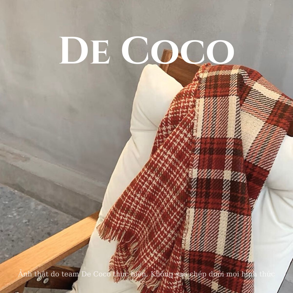 Khăn len mùa đông, khăn len kẻ nhiều màu De coco
