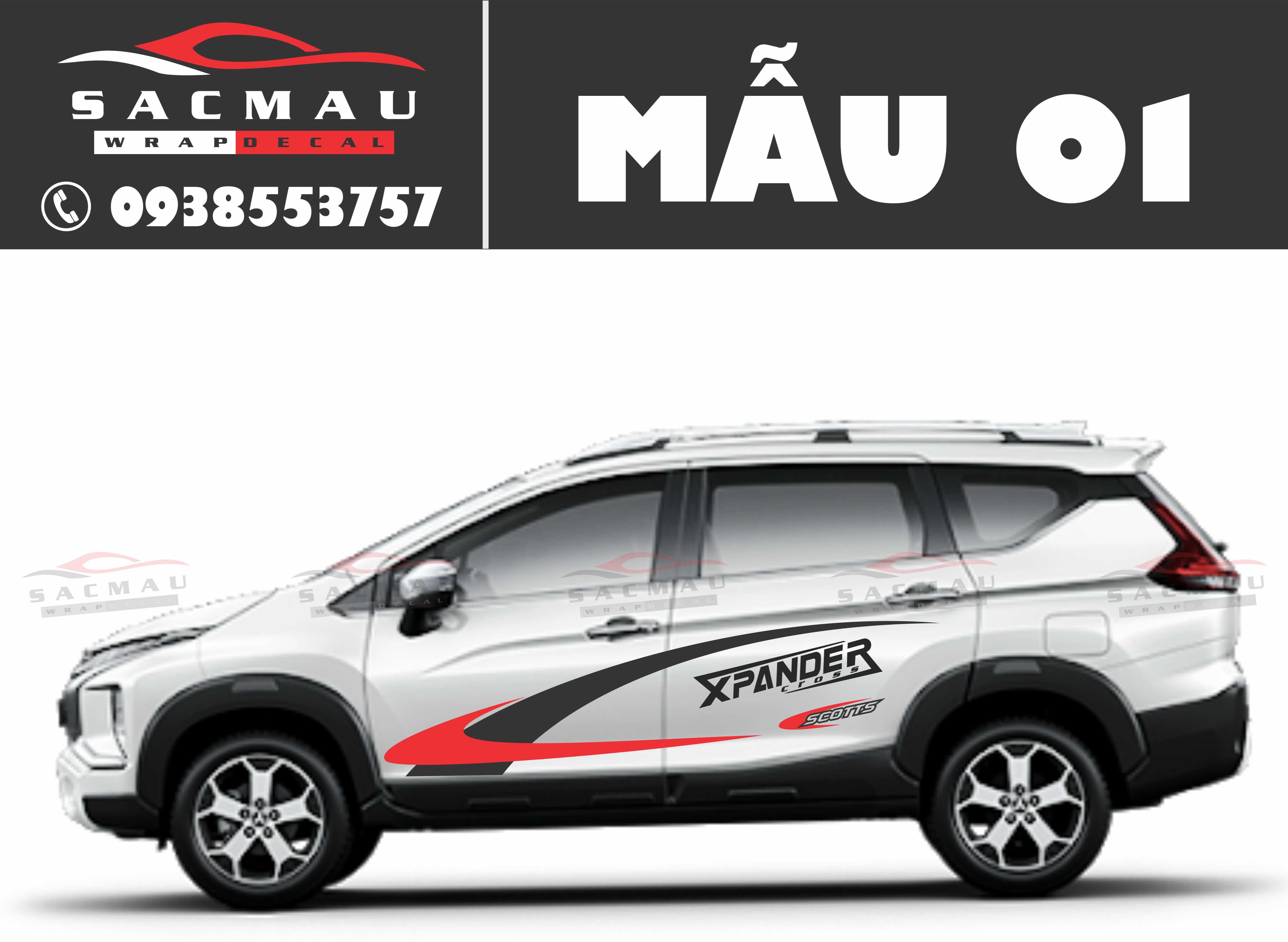 tem dán xe Mitsubishi Xpander cross, bộ sản phẩm đủ 2 bên ms02
