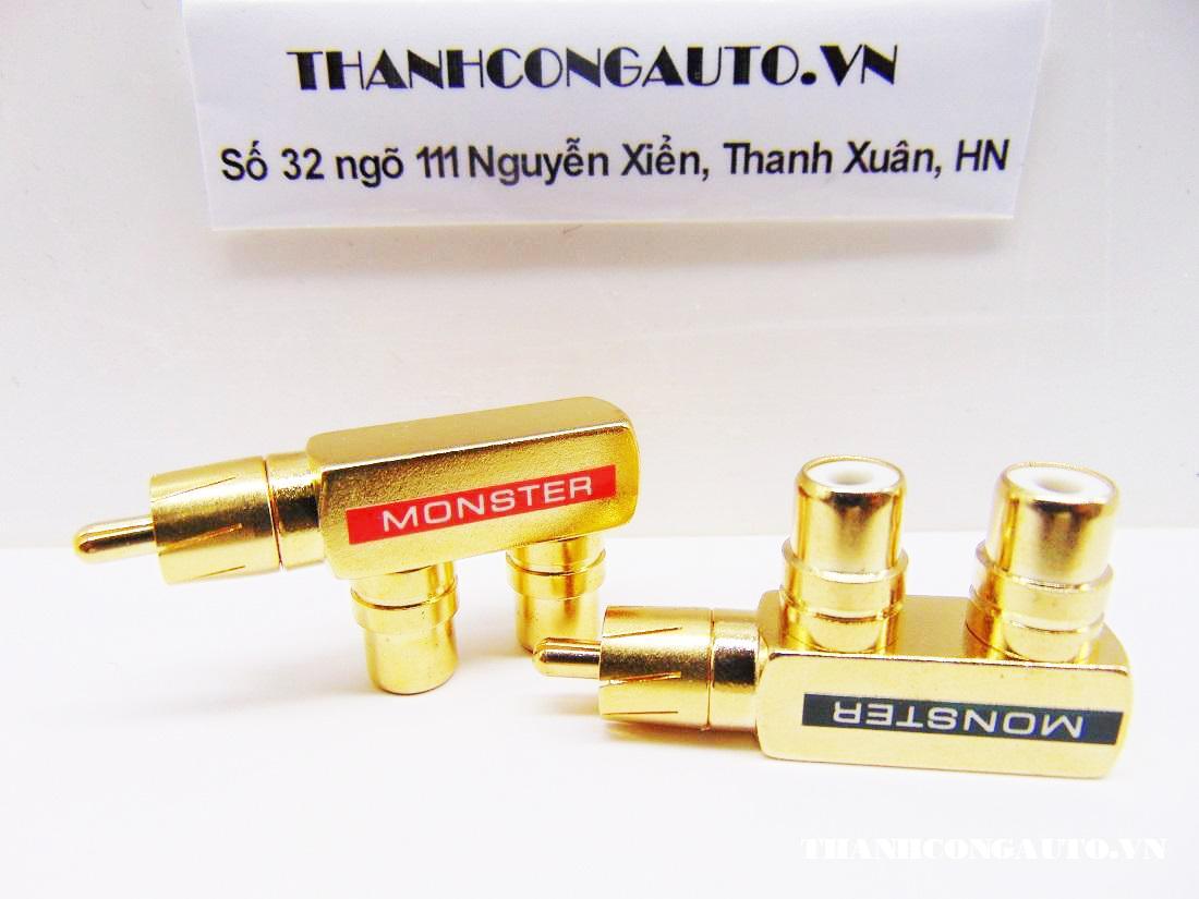 Đầu jack chia AV/RCA/Video 1 ra 2 Monster (Vuông góc - 2 chiếc)