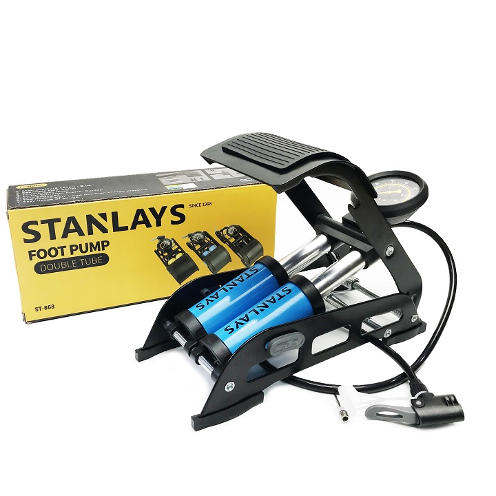 [HCM]Bơm miniBơm hơi đạp chân 2 ống stanleys-Dụng cụ bơm bóng  xe máy xe đạp