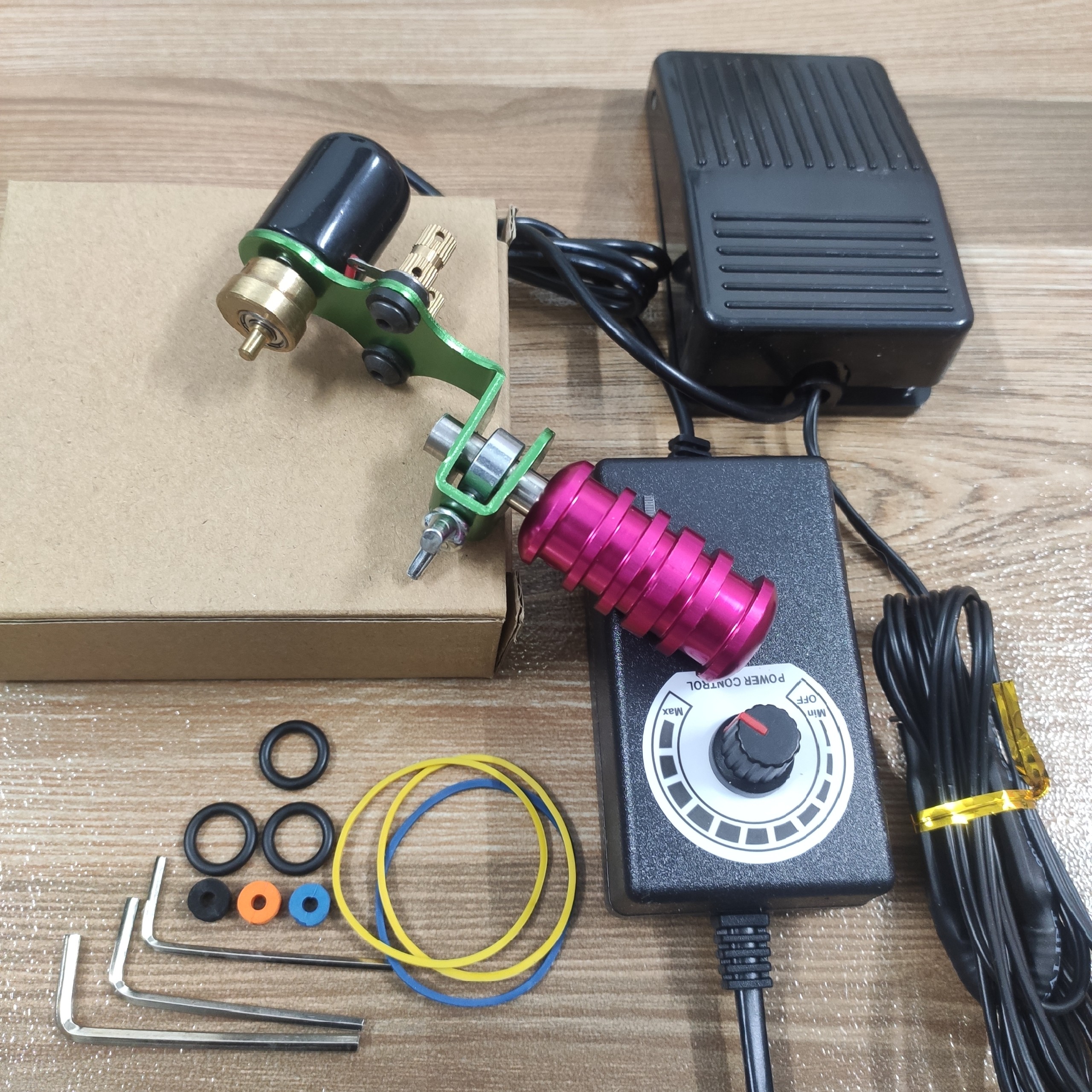 Bộ 4 sản phẩm : Máy Xăm Rotary + Biến Điện + Bàn Đạp + Dây Móc