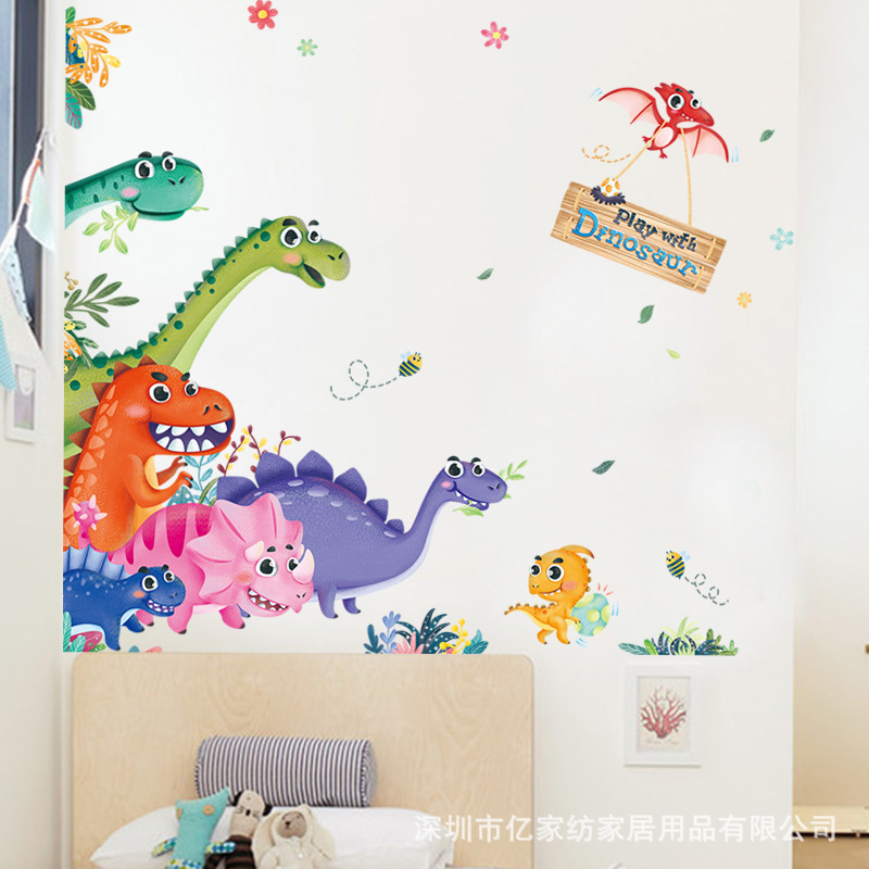Decal dán tường khủng long sắc màu QR9092