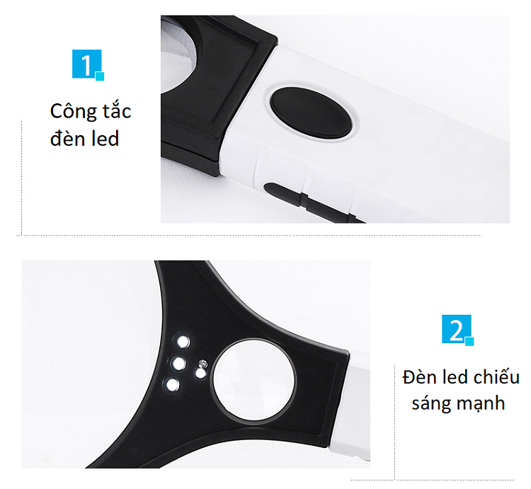 Kính Lúp Phóng Đại 138mm Có Đèn V2 ( TẶNG ĐÈN LED MINI CẮM CỔNG USB SIÊU SÁNG )