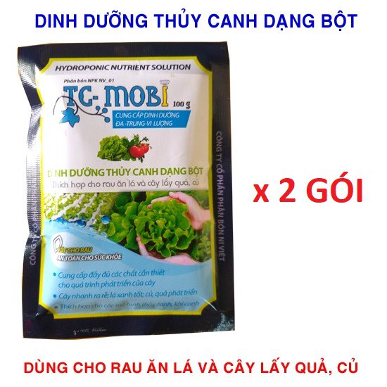 Set 2 gói dinh dưỡng pha dung dịch thủy canh dạng bột tc-mobi 100g