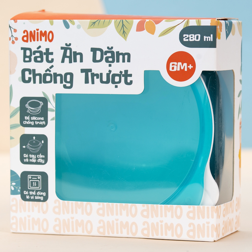 Bát ăn dặm chống trượt Animo (RKC1008, xanh)