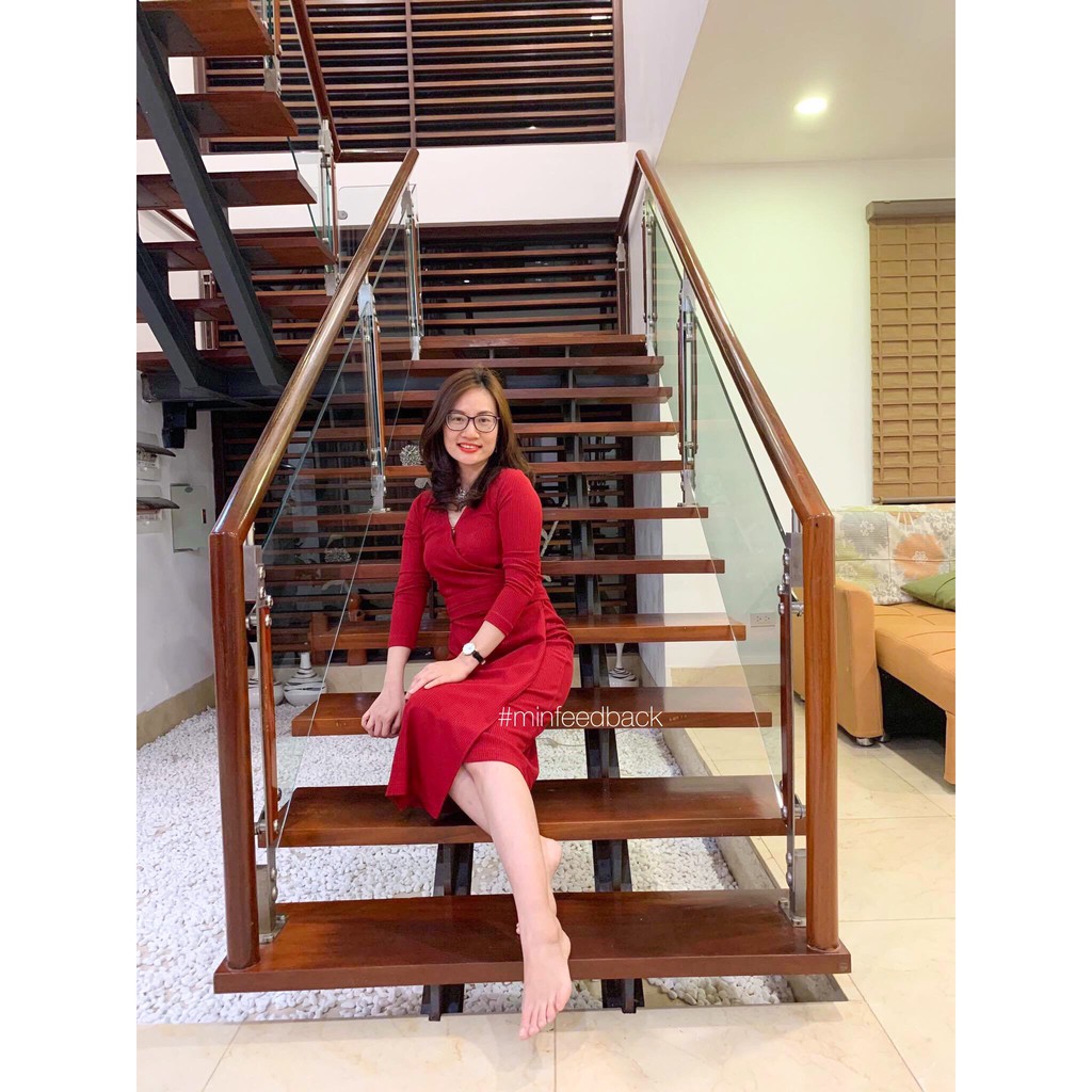 Váy cuốn len đỏ MIN DESIGN