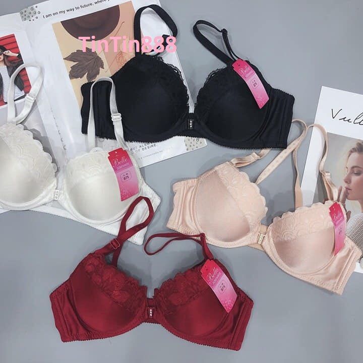 Đủ size 34 đến 40 - Áo ngực nữ mút mỏng cài trước có gọng nâng ngực trơn phối ren nâng ngực co dãn bút đúc mềm mại - áo lót nâng ngực chống sệ - TinTin888