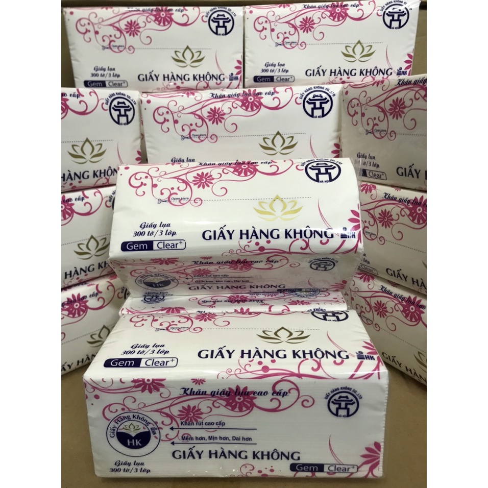 Combo 10 bịch giấy rút lụa hàng không 300 tờ 3 lớp
