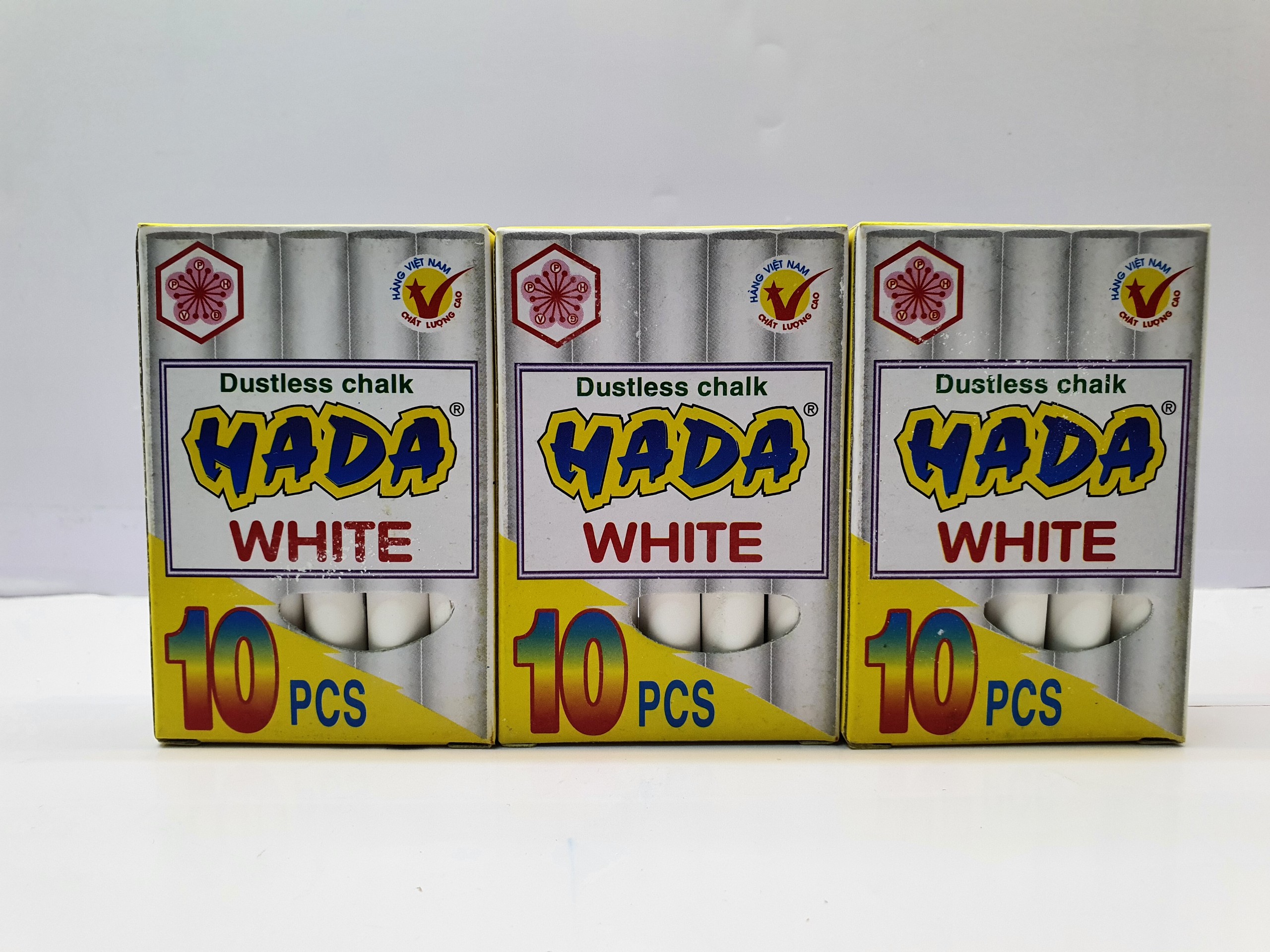 Phấn viết bảng Trắng - Phấn không bụi HADA (10 viên)