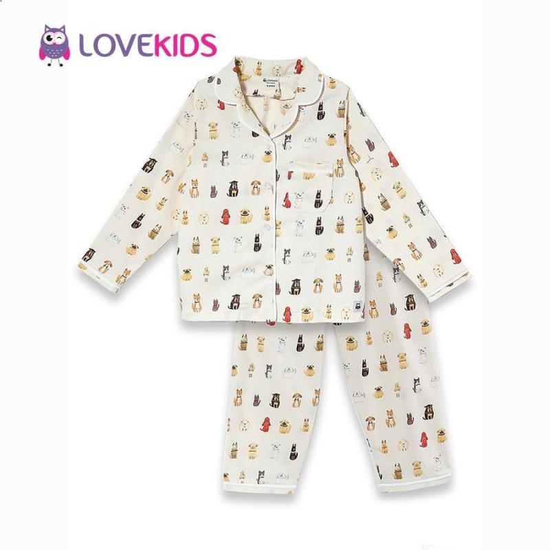 Nơi bán Bộ mặc nhà bé gái - họa tiết chó Lovekids