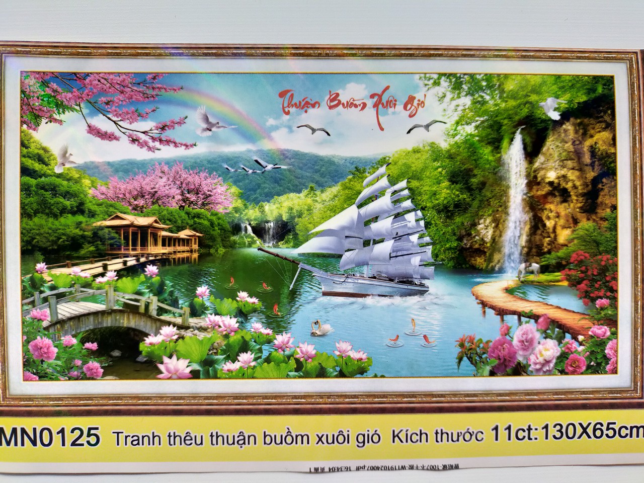 [HCM]Tranh thêu chữ thập thuận buồm xuôi gió MN0125 (tranh thêu kín ) - kích thước 130 * 65