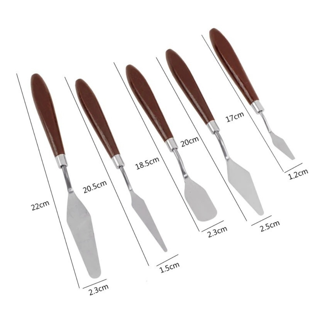Bộ 5 Dao Chà Láng Mini Cán Gỗ từ 17cm đến 25cm