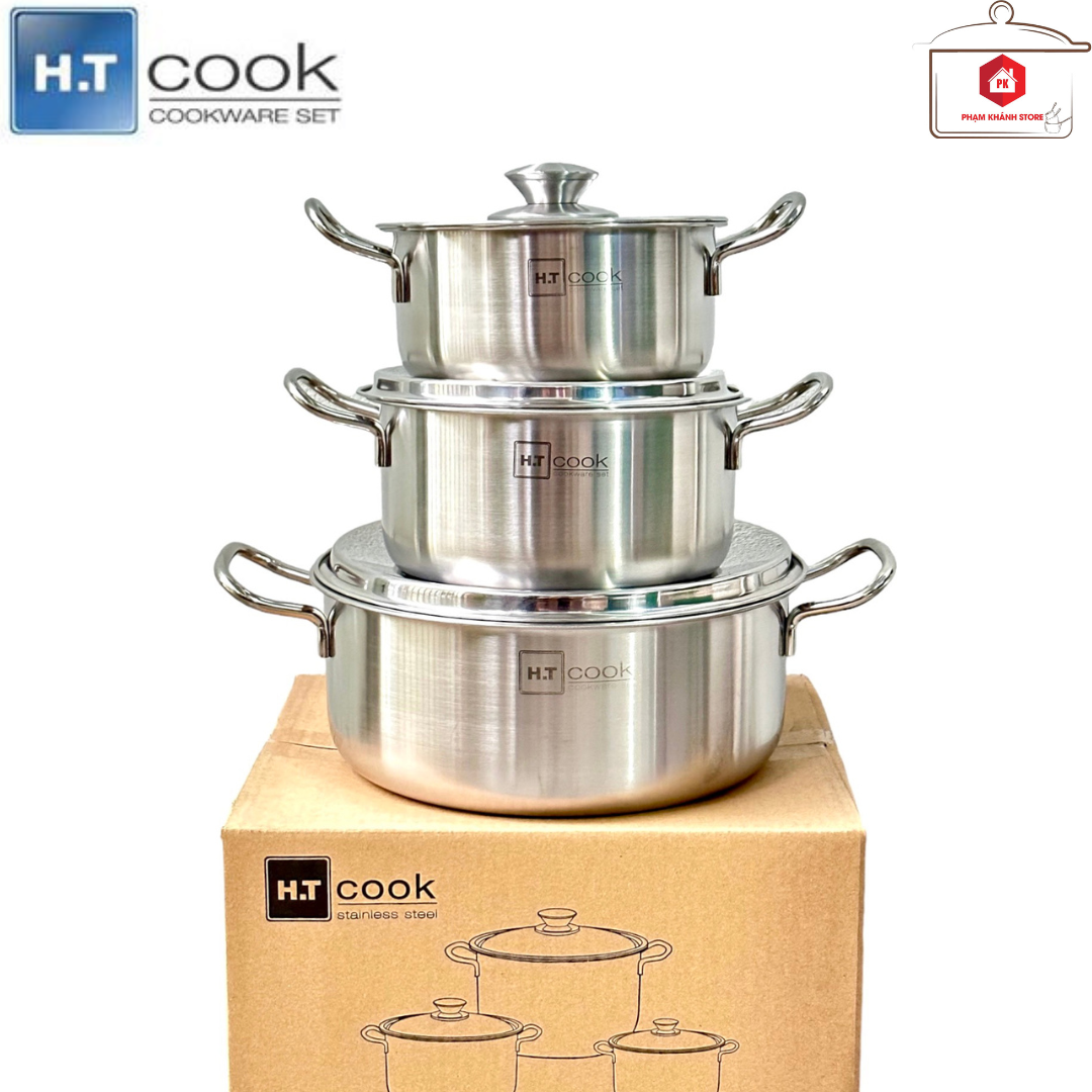 Bộ 3 Nồi Inox 1 Đáy Fivestar HT Cook HT-06DN Sử Dụng Được Trên Mọi Loại Bếp