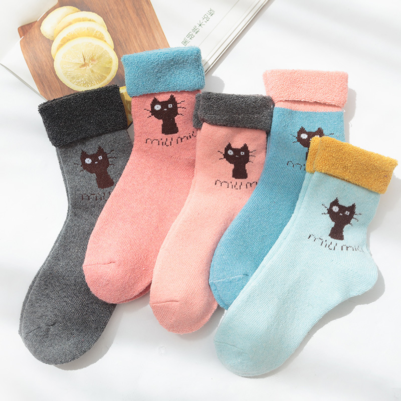 Combo 2 Vớ lông hình mèo cổ cao dễ thương