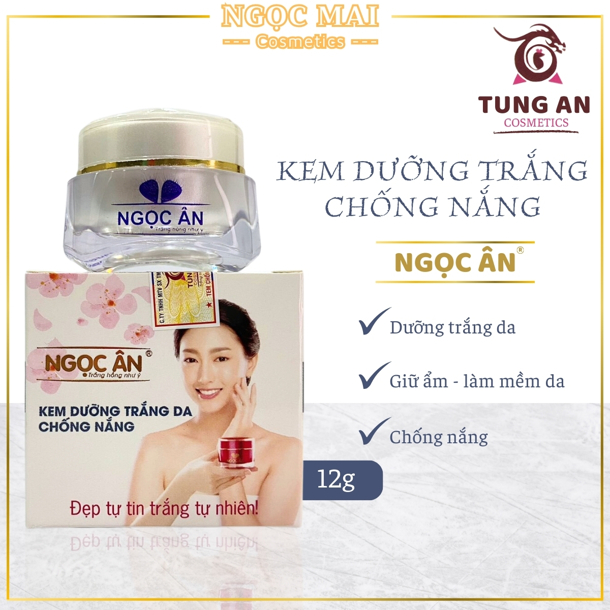 Kem trắng da mặt, chống nắng NGỌC ÂN 12g - Tùng Ân Cosmetics