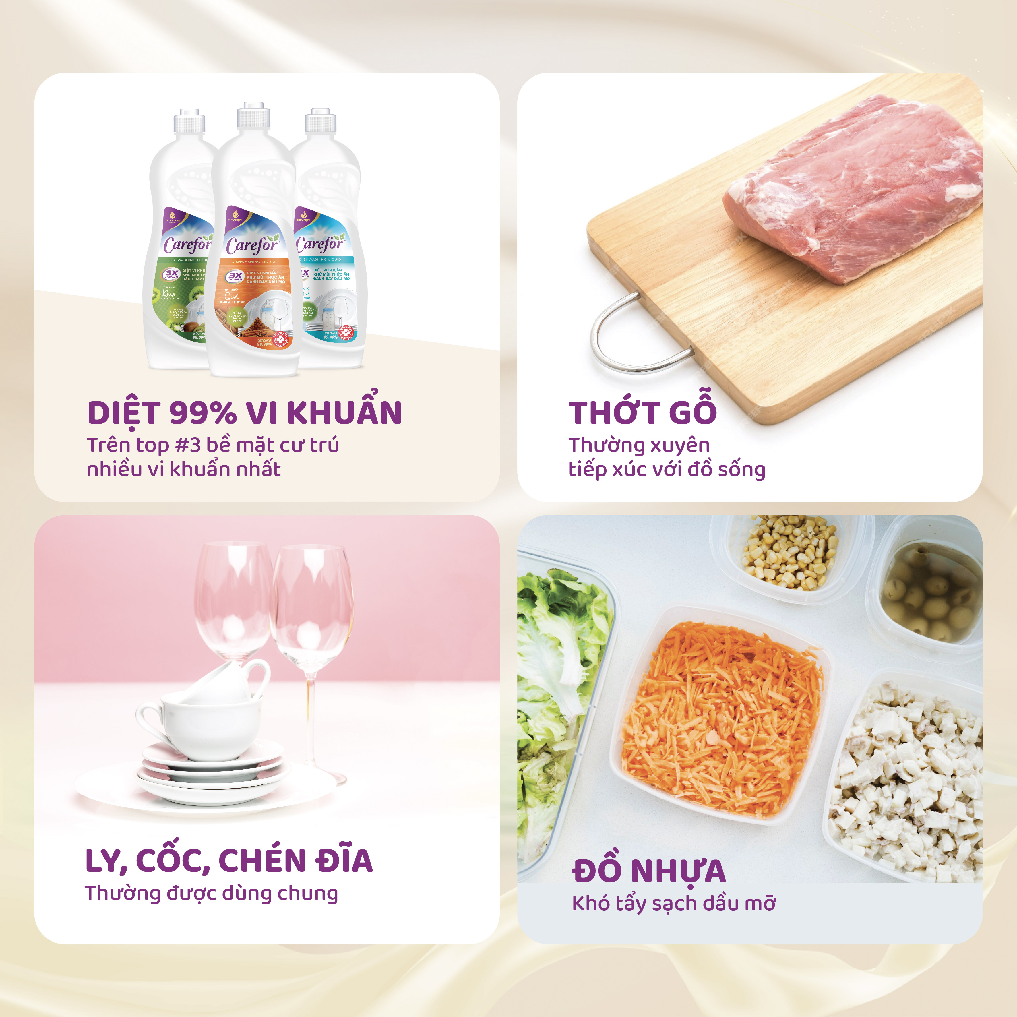 Nước rửa chén bát đậm đặc Carefor An toàn da tay, Làm sạch dịu nhẹ 800ml